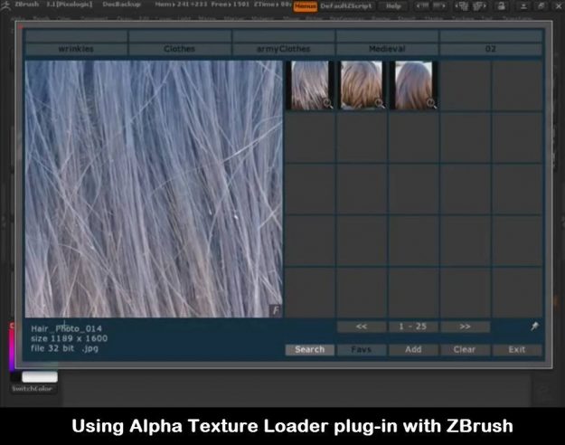 Using Alpha Texture Loader plug-in with ZBrush