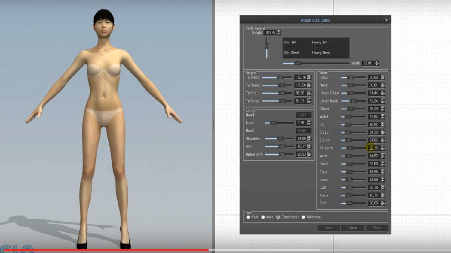 CLO 3D Resizing Avatar Shape tool - Before